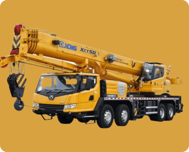 50-ton Mobile Crane available for rental from White Gold General Transport Company in Mussafah.