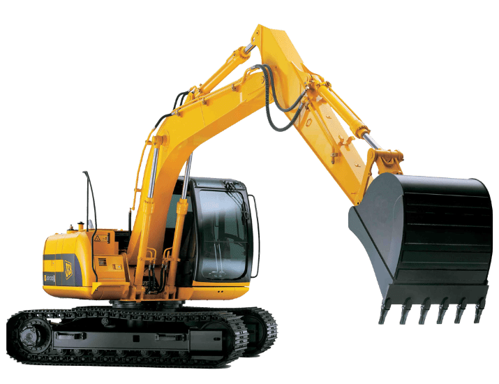 Excavator available for rental from White Gold General Transport Company in Mussafah.